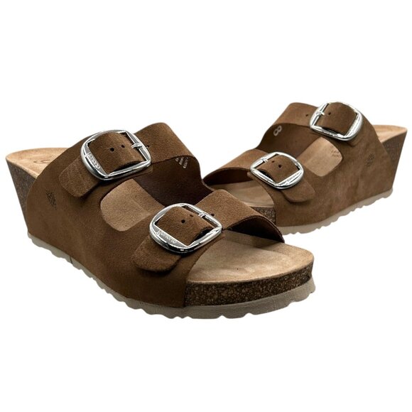 Yokono Shoes - Yokono Suede Double Strap Buckle Wedge Sandal (8)
